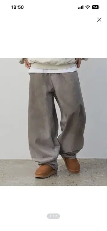 Oil washed denim pants (dirty gray)