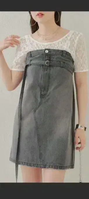 그레이 데님 뷔스티에 원피스