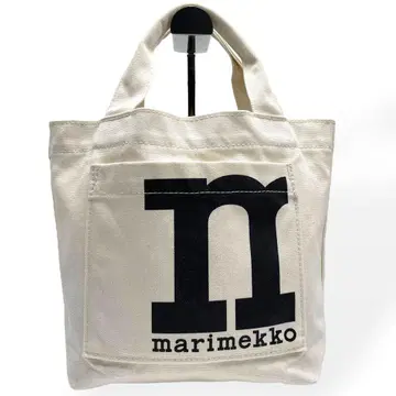 새상품급 marimekko 마리메꼬 미니 토트백 화이트 계열 캔버스