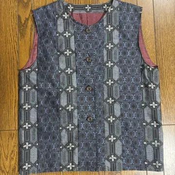 기모노 리메이크 오시마 명주 베스트 프리 사이즈