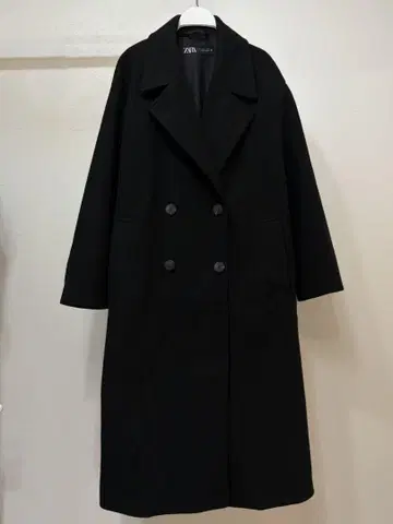 ZARA 블랙 더블 브레스트 롱 코트