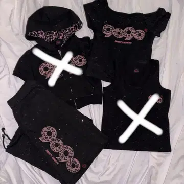 9090girl 블랙 키라키라 로고 프린트 셋업