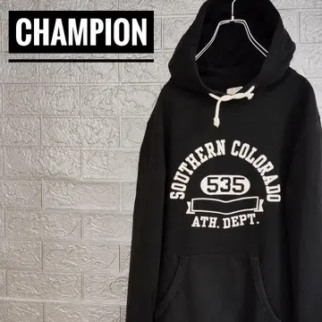 챔피온 Champion 칼리지 로고 구제 의류 후드 맨투맨 블랙 L