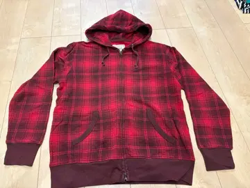 [ UNIQLO ] 레드 체크 무늬 후드 부착 후드티 XL