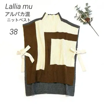 lallia mu 라리아 니트 베스트 절개 알파카 혼방 38 리본