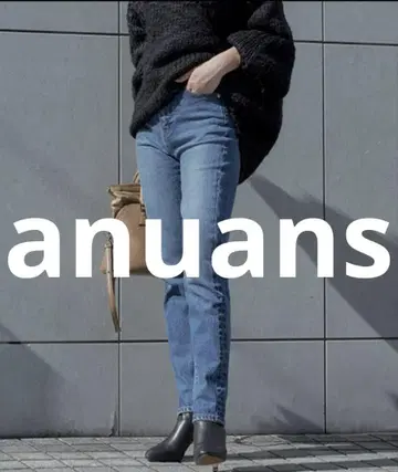 새상품급 anuans 가공 데님 팬츠 1 블루 여성용