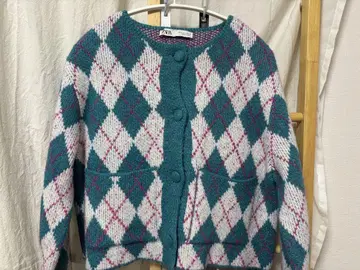 ZARA 니트 가디건 아가일