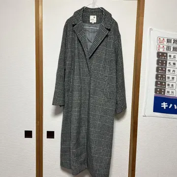 체크 롱 코트 어스 뮤직 앤 이콜로지 겨울