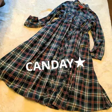새상품급 [ CAN DAY ] 체크 롱 셔츠 원피스  원단