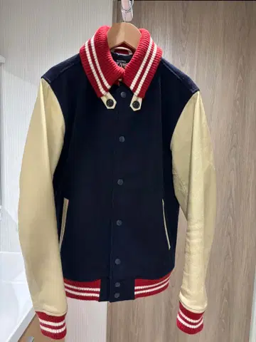 BEAMS 천연 가죽 바시티 자켓 소가죽