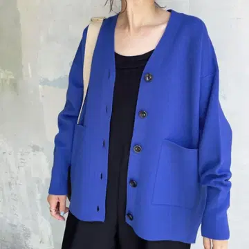 [새상품급] Spick&span 더블 자카드 빅 가디건 블루