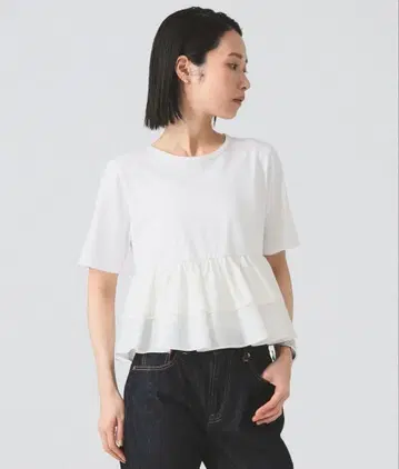 티어드 절개 크루넥 T셔츠