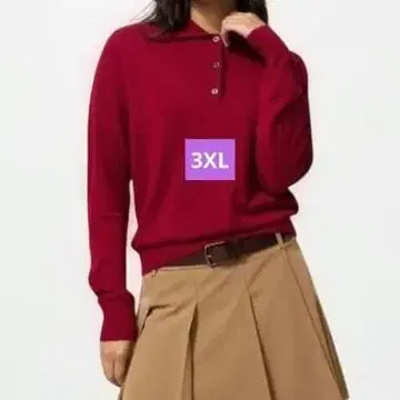 메리노 폴로 스웨터 3XL 레드