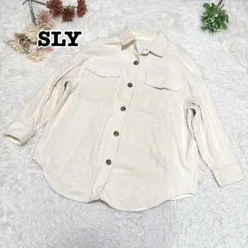 s.1856 [ 슬라이 ] 긴팔 셔츠 코듀로이 겉옷 화이트 F 사이즈