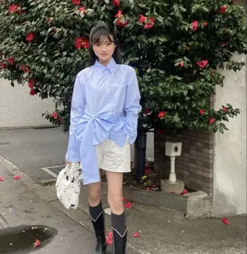당일 발송 Bibiy. RUBY RIBBON SHIRT