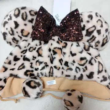 브라운 미니 팬캡 레오파드 무늬 디즈니 새상품