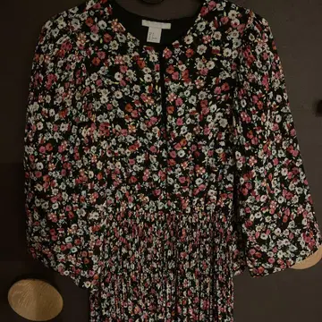 H&M 플라워 프린트 긴팔 원피스 L