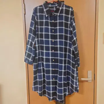 체크 롱 기장 셔츠 3XL