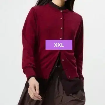 메리노 크루넥 가디건 XXL 레드