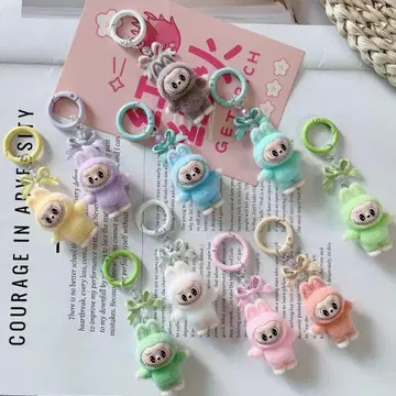 LABUBU 러브러브 봉제 인형 미니 키링 2개 세트