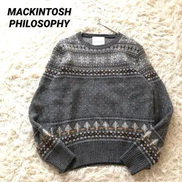 매킨토시 필로소피 [38] 페어아일 패턴 니트 울 100% 그레이