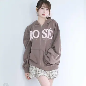 rosemuse 로제뮤 바커 Fur logo zip hoodie