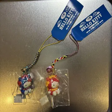 지역 한정 페어 헬로키티 시사 빨간색 파랑 오키나와 한정판 끈 장식