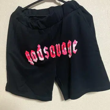 god savage 자수 T셔츠와 숏팬츠 세트