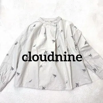cloudnine 클라우드나인 스탠드 카라 자수 블라우스 코튼