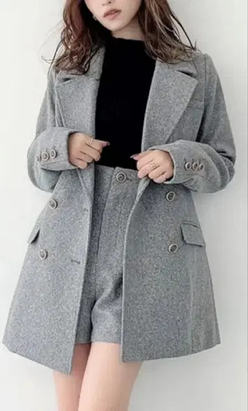 테일러드틱 미디 자켓