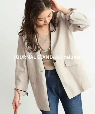 프렌치 린넨 노카라 자켓