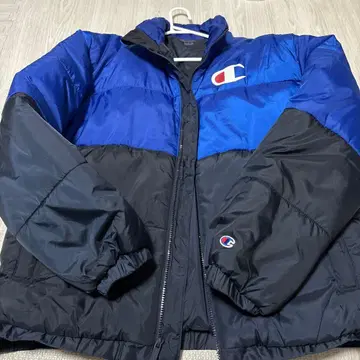 Champion 다운 자켓 L 파랑/블랙
