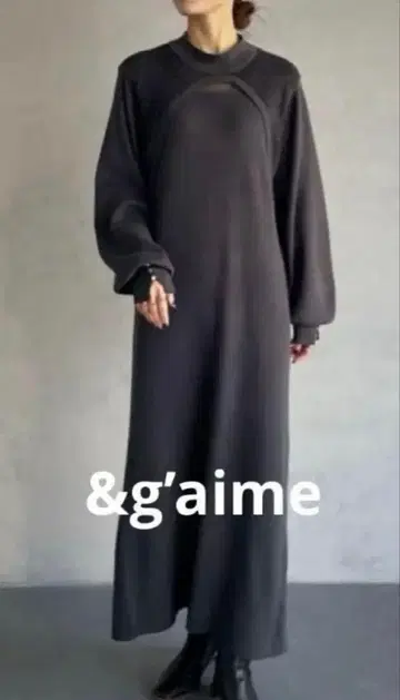 [ &g'aime ] 앙젬 자카드 절개 니트 원피스