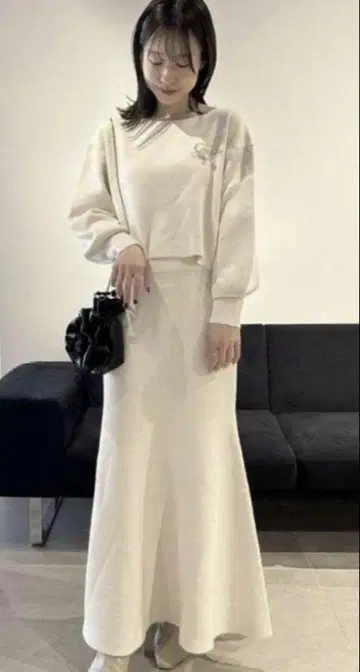 snidel 스나이델 브로치 부착 니트 셋업