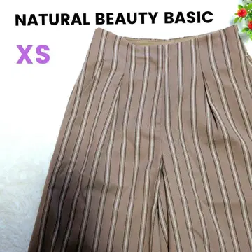 NATURE BEAUTY BASIC 브라운 스트라이프 와이드 팬츠 XS