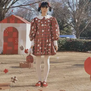 hanasugiyama 원피스 빨간색 체크 tojikomi