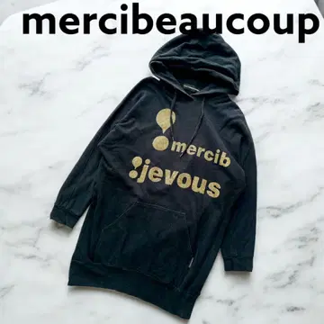 롱 후드티 메르시보쿠 블랙 로고 mercibeaucoup Ne