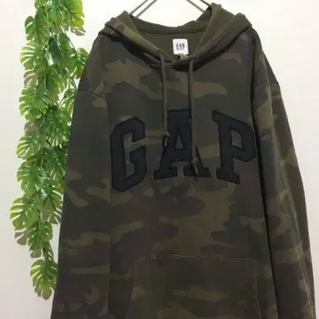 레어 컬러 GAP 카모 패턴 후드 부착 후드티 M 카모플라주 00s