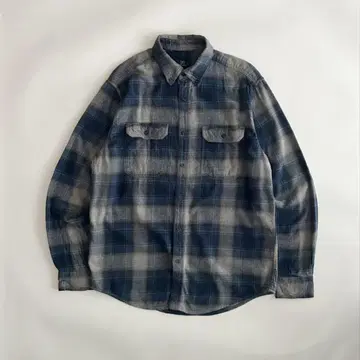 레어 00s GEORGES 옴브레 체크 플란넬 셔츠 짧은 기장 M
