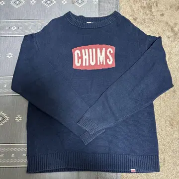 CHUMS 네이비 로고 니트 스웨터 M