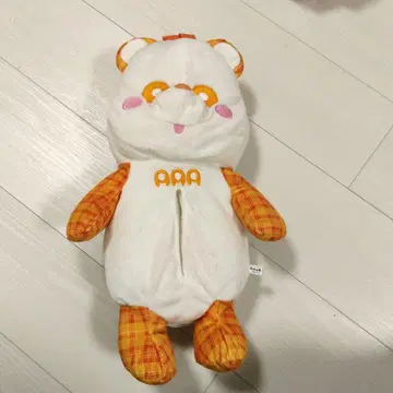AAA 에~팬더 니시지마 타카히로 오렌지 체크 봉제 인형 티슈 케이스