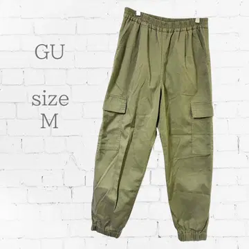 GU 카고 팬츠 M 사이즈 올리브 카키 캐주얼 루즈핏