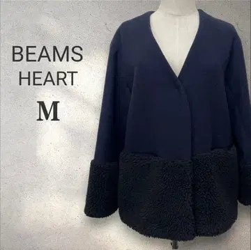 [ 새상품급 ] BEAMS HEART 보아 절개 숏코트 보아 블루종