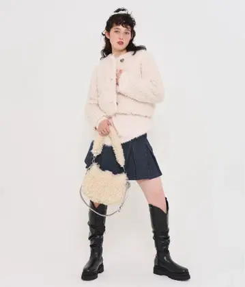 tina jojun 인조 모피 백 아이보리
