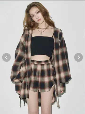 EVRIS 에브리리스 신상 체크 셋업 브라운 새상품