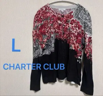 CHARTER CLUB 꽃무늬 [ L ] 긴팔 스팽글 가디건