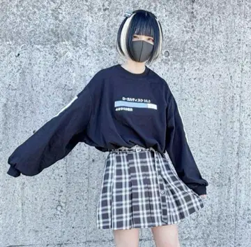 시마무라 누타.로컬디스크 롱 티셔츠 천사계 패션 블랙