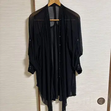 블랙 메쉬 긴팔 겉옷
