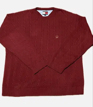 TOMMY HILFIGER 90s 버건디 케이블 니트 XL