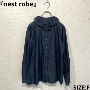 일본제 [nest robe] 프릴 칼라 긴팔 코튼 셔츠